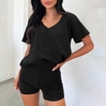 thumbnail image 1 of Htigea Women Two Piece Short Set Summer Sweatsuit Beach Outfits Sleeveless Tunic Top and Shorts Lounge Set Fall Savings Black,XL, 1 of 7