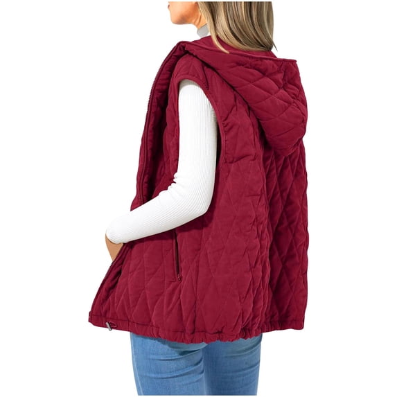 Htigea Women's 2025 Fall Vest Casual Sleeveless Hooded Zip Up Jacket Trendy Winter Coat Outerwear Vest with Hood for Women Hot Pink,S