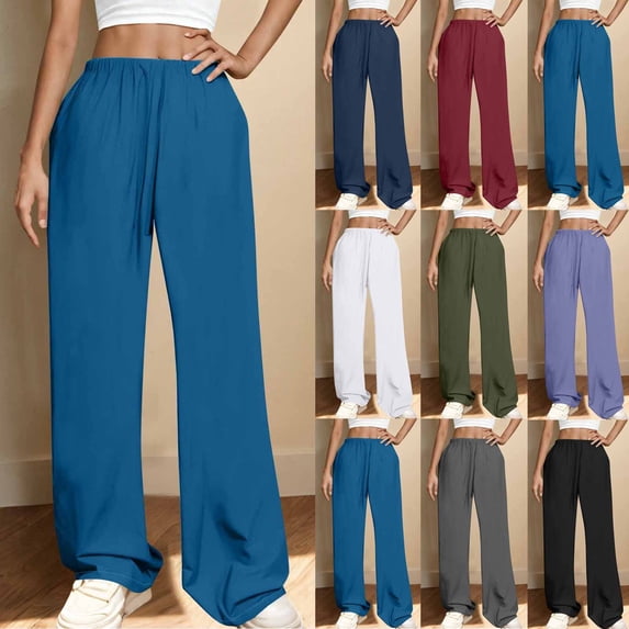 Htigea Women's Cotton Linen Summer Palazzo Pants Flowy Wide Leg Beach Trousers with Pockets Today Sales Gray,XL