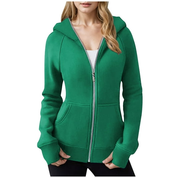Htigea Women's Full Zip Up Hoodie Fall Jacket Oversized Casual Drawstring Hooded Sweatshirts with Pockets Today Deals Mint Green,M