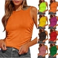 thumbnail image 1 of Htigea Women's High Neck Tank Top 2025 Summer Casual Ribbed Knit Slim Fitted Basic Textured Sleeveless Shirts Today Deals Red,XL, 1 of 6