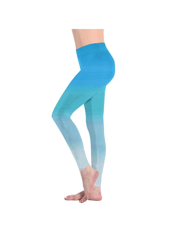 Women's High Waisted Seamless Leggings Tummy Control, Workout Yoga Pants Gradient Clearance Sale Light Blue,L