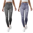 thumbnail image 1 of Htigea Clearance Women's Jeans High Waisted Straight Leg Stretchy Jeans Trendy Pockets Loose Leg Denim Pants Navy,S, 1 of 4