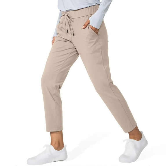 Htigea Clearance Women's Joggers with Pockets Tapered Sweatpants for Women Lounge Workout Jogging Pants for Yoga Running Fall Savings Khaki,M