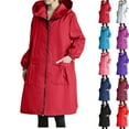 thumbnail image 1 of Htigea Women's Long Rain Jacket Waterproof Lightweight Hooded Raincoat Knee Length Rain coat Purple XL, 1 of 5