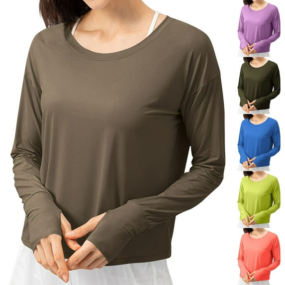 Htigea Women's Long Sleeve Shirts UPF 50+ Sun Protection Shirts for Hiking Fishing Workout Blue,S