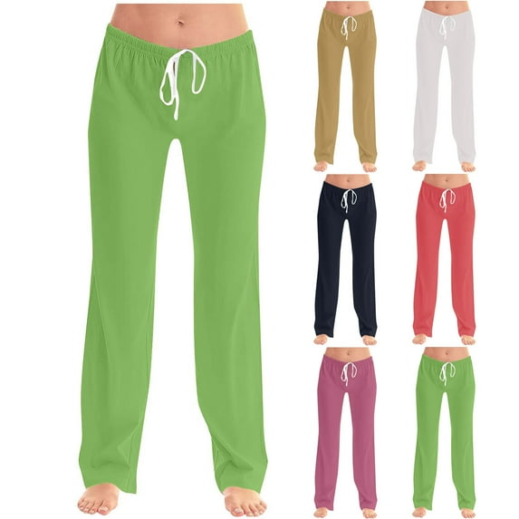 Htigea Women's Pajama Pants High Waist Wide Leg Sleep Bottoms with Drawstring Pockets, Soft Stretchy Comfy Lounge Pants Fall Savings Watermelon Red S
