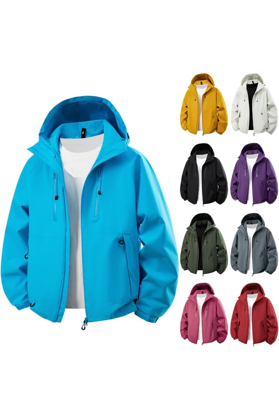 e Women's Rain Jacket Waterproof Hooded Windbreaker Windproof Lightweight Shell Raincoat for Outdoor Hiking Blue 2XL