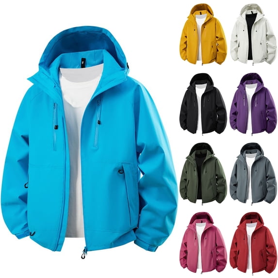 Htigea Clearance Women's Rain Jacket Waterproof Hooded Windbreaker Windproof Lightweight Shell Raincoat for Outdoor Hiking Gray 4XL