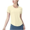 thumbnail image 1 of Htigea Clearance Women's Short Sleeve Workout Shirts Breathable Yoga T-Shirts Athletic Tee Tops Today Sales Yellow,XL, 1 of 5