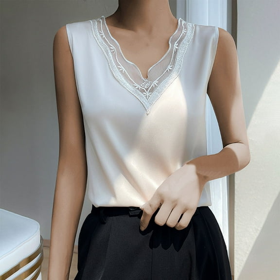 Htigea Women's Spaghetti Straps V Neck Satin Camisole Cowl Neck Cami Tank Top Silk Camisole Sleeveless Blouses Today Sales Beige,S