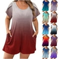 thumbnail image 1 of Htigea Clearance Women's Summer Short Sleeve V Neck Short Jumpsuit Loose Casual Romper with Pockets Watermelon Red,XL, 1 of 6