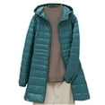 thumbnail image 1 of Htigea Clearance Women's Winter Coat Lightweight Puffer Jacket Long Down Jacket Lightweight Removable Hood Down Jacket Mid-Length Slim Large Size Thin Jacket Fall Savings Light Blue,M, 1 of 1