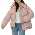 thumbnail image 1 of Htigea Women's Winter Coat Packable Short Length Quilted Puffer Parka Coat - Hooded Outerwear Jacket for Women Today Pink,S, 1 of 1