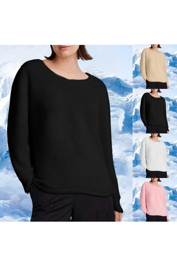 Htigea Women's Winter Warm Sherpa Lined Fleece Crewneck Sweatshirt Pullover Loungewear Tunic Tops Khaki 2XL