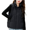 thumbnail image 1 of Htigea Womens 2025 Puffer Vest Sleeveless Zip Up Quilted Coat Stand Collar Gilet Jacket with Pockets Today Black,L, 1 of 1