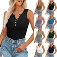 thumbnail image 1 of Htigea Clearance Womens 2025 Tank Tops 2 Pack U Neck Summer Sleeveless Tops Loose Fit Button Casual Henley Shirts Today Sales Blue,L, 1 of 6