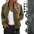 thumbnail image 1 of Htigea Womens Bomber Jacket Coat Casual Stand Collar Zip Up Lightweight Fall Fashion Jackets Outfits with Pockets Pink S, 1 of 7