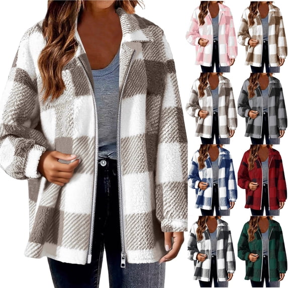 Htigea Womens Fall Outfits Fashion Clothes Shackets Flannel Plaid Button Down Long Sleeve Shirts Jackets Black 3XL