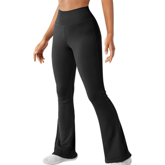 Htigea Womens Flare Leggings Stretch Yoga Leggings Fitness Running Gym Sports Full Length Active Pants Today Deals Black,M