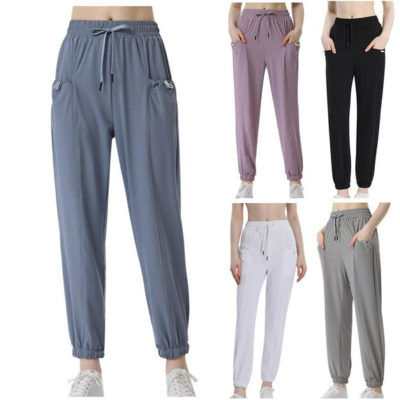 Htigea Clearance Womens Joggers Stretch Lightweight Athletic Lounge Sweatpants Tapered Running Travel Pants Today Deals Light Blue,XL