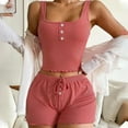 thumbnail image 1 of Htigea Womens Sleeveless Pajamas Set Casual Sleepwear Soft Pj Sets Tank Top and Shorts 2 Piece Loungewear for Summer Fall Savings Pink,L, 1 of 7