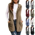 thumbnail image 1 of Htigea Clearance Womens Sleeveless Sherpa Vest with Pockets Lapel Open Front Fleece Cardigan Sweater Fuzzy Jacket Coat Gray M, 1 of 6
