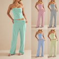 thumbnail image 1 of Htigea Womens Striped Two Piece Sets Summer Lounge Outfits Sailor Tube Top And Pants Matching Set Beach Vacation Travel Y2K Today Deals Yellow S, 1 of 7