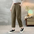thumbnail image 1 of Htigea Clearance Womens Summer 3/4 Pants Flowy High Waisted Loose Casual Lounge Pant Wide Leg Palazzo Capris Adjustable with Pockets under 10 Khaki,XXXL, 1 of 3