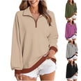 thumbnail image 1 of Htigea Womens Sweatshirts Half Zip Cropped Pullover Fleece Quarter Zipper Hoodies Fall Fashion Outfits Clothes Gray 2XL, 1 of 7