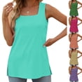 thumbnail image 1 of Htigea Clearance Womens Tank Tops Summer Square Neck Sleeveless T Shirts Loose Casual Tunic Tops for Leggings Green,3XL, 1 of 6