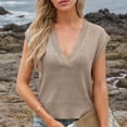 thumbnail image 1 of Htigea Womens V Neck Sweater Vest Oversized Ribbed Knit Sleeveless Casual Loose Fit Pullover Tank Top Sale Khaki,L, 1 of 3