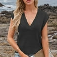 thumbnail image 1 of Htigea Womens V Neck Sweater Vest Oversized Ribbed Knit Sleeveless Casual Loose Fit Pullover Tank Top Fall Savings Black,L, 1 of 1