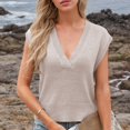 thumbnail image 1 of Htigea Womens V Neck Sweater Vest Oversized Ribbed Knit Sleeveless Casual Loose Fit Pullover Tank Top Today Deals Coffee,L, 1 of 3
