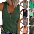 thumbnail image 1 of Htigea Womens V Neck Tank Tops Summer Ribbed Sleeveless Henley Shirts Casual Loose Button Up Cami Knit Tees Today Deals Dark Gray,3XL, 1 of 5