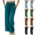 thumbnail image 1 of Htigea Clearance Womens Wide Leg Pants Casual Loose Yoga Sweatpants Comfy Lounge Pajama Flowy Pants Pockets Fall Savings Green XL, 1 of 7