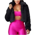 thumbnail image 1 of Htigea Clearance Womens Winter Outerwear Faux Fur Long Sleeve Crop Jacket Shaggy Coat Open Front Cardigans for Party Travel Black,M, 1 of 6