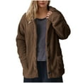 thumbnail image 1 of Htigea Womens Winter Sherpa Fleece Button Jacket Coat Loose Long Sleeve Outwear Today Sales Brown,L, 1 of 6