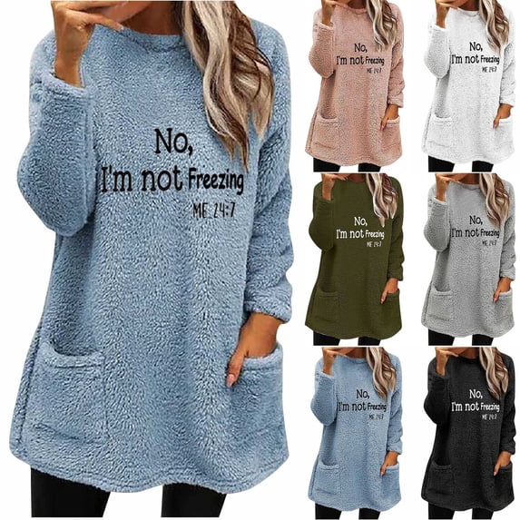Htigea Womens Winter Soft Sherpa Fleece Lined Pullover Crewneck Solid Color Sweatshirt Black S