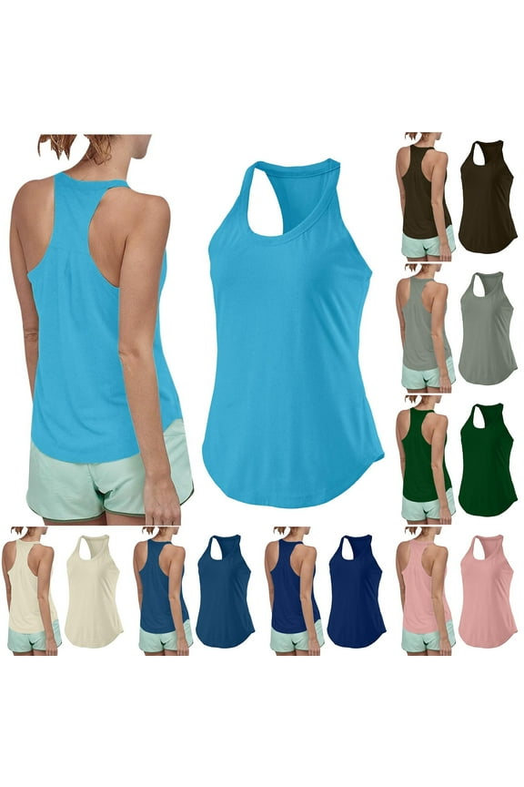 Htigea Workout Tank Tops for Women Racerback Loose Fit Yoga Top Sleeveless Gym Shirt Running Athletic Tanks Sale Army Green,M