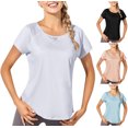 thumbnail image 1 of Htigea Clearance Workout Tops for Women Short Sleeve Athletic Tees Round Neck Yoga Running Tshirts Shirts White,XL, 1 of 5