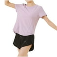 thumbnail image 1 of Htigea Clearance Workout Tops for Women Yoga Shirts Short Sleeve Athletic Tops Running Gym Tee Top Loose Fit under 10 dollars Purple,S, 1 of 3
