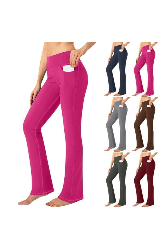 Yoga Pants for Women with Pockets High Waisted Leggings Workout Sports Running Athletic Pants Wine XL