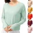 thumbnail image 1 of Htigea for Women UPF 50+ SPF UV Protection Long Sleeve Workout Tops with Pockets Hiking Swim Shirt Beige,S, 1 of 5