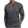 thumbnail image 1 of Dagegui Cotton Henley Shirts for Men Long Sleeve Crewneck Button Shirt Lightweight Jerseys Tee Solid Color Basic Pullover Tops Dark Gray XL, 1 of 7