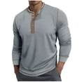 thumbnail image 1 of Dagegui Cotton Henley Shirts for Men Long Sleeve Crewneck Button Shirt Lightweight Jerseys Tee Solid Color Basic Pullover Tops Gray M, 1 of 7