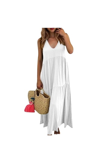 Ladies White Linen Maxi Dress Ladies White Linen Maxi Dress