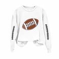 thumbnail image 1 of Htigea Crew Neck Sweatshirt for Women Football Graphic Long Sleeve Fleece Pullover Casual Trendy Basic Tops White S, 1 of 4