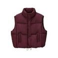 thumbnail image 1 of Htigea Cropped Puffer Vest for Women Sleeveless Zip Up Stand Collar Gilet Lightweight Fall Winter Padded Jackets with Pockets Wine M, 1 of 2
