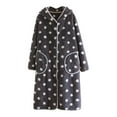 thumbnail image 1 of Htigea Cute Hooded Nightgown for Women Fleece Long Sleeve Button Down Bathrobe Warm Comfy Sleepwear Housecoat with Pockets Black,M, 1 of 3